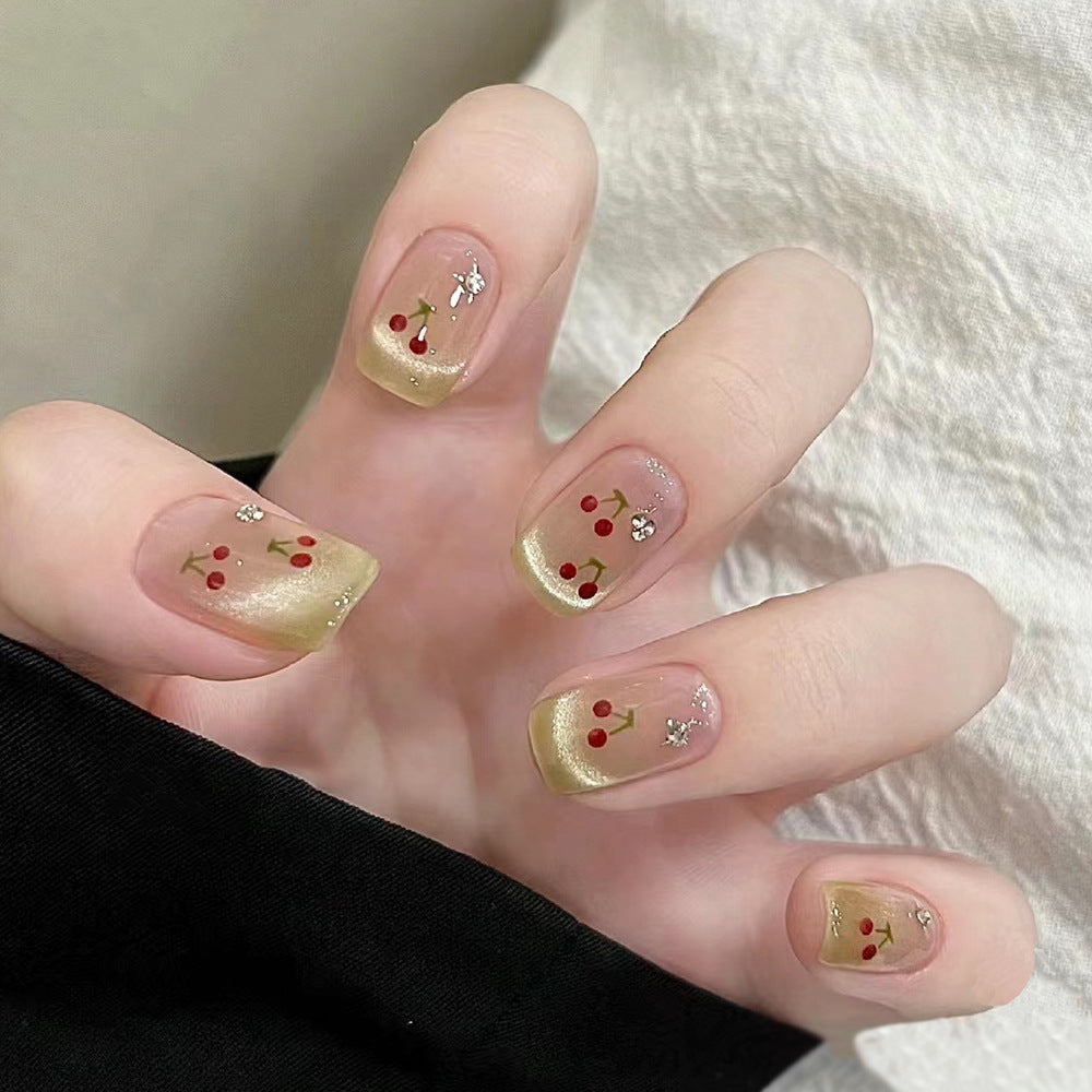 Künstliche Fingernägel mit Kirschmotiv Brehn