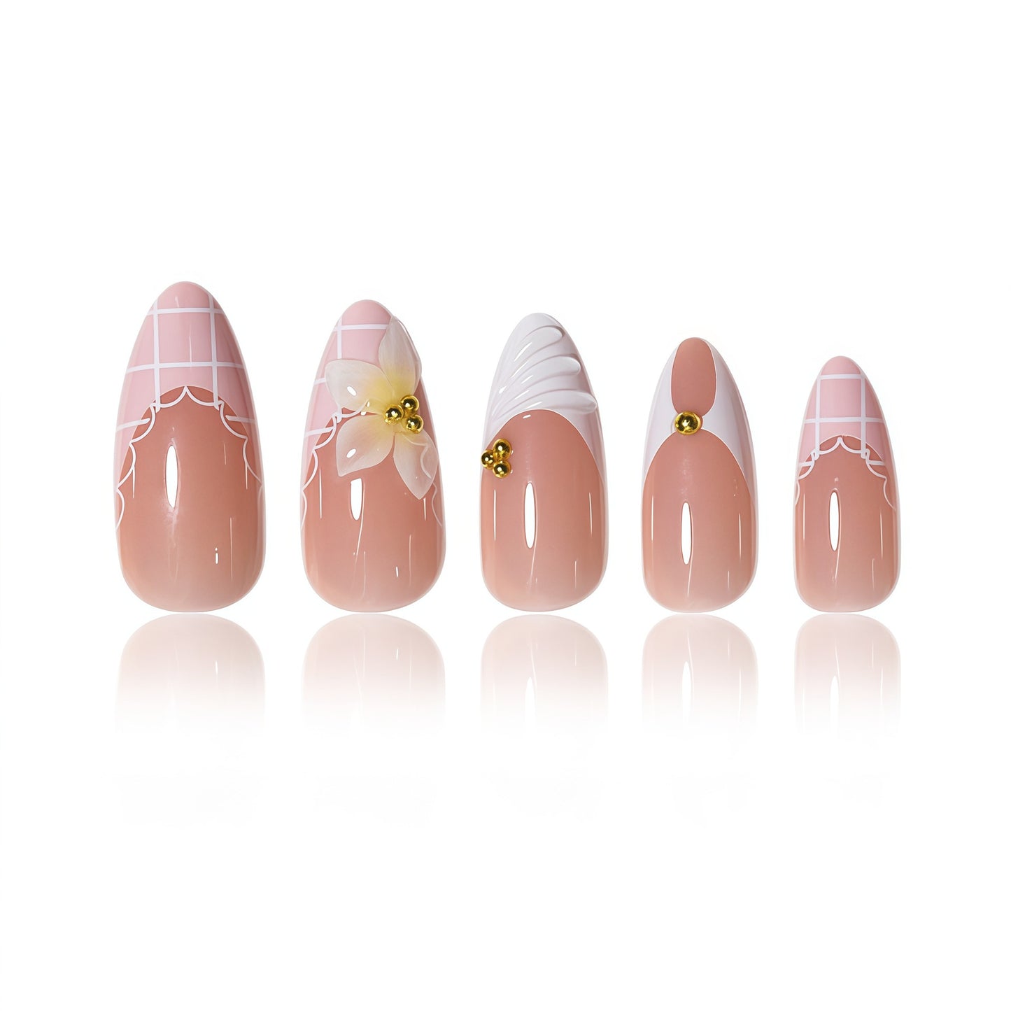 Elegante Blumen Design Nagelverlängerungen Brehn