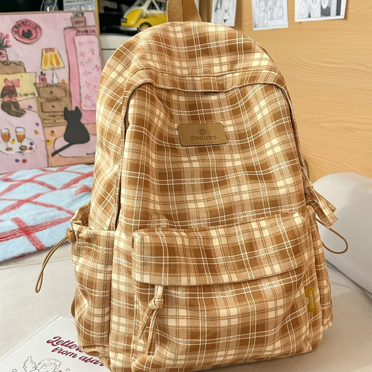 Stylische kariert gemusterte Rucksack Brehn