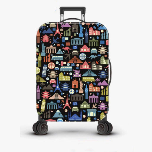 Unisex nan robuster Hartschalen-Trolley mit nostalgischem Eisenbahn-Collage-Print, rundum drehbaren Leichtlaufrollen und versenkbarem Teleskopgriff Brehn