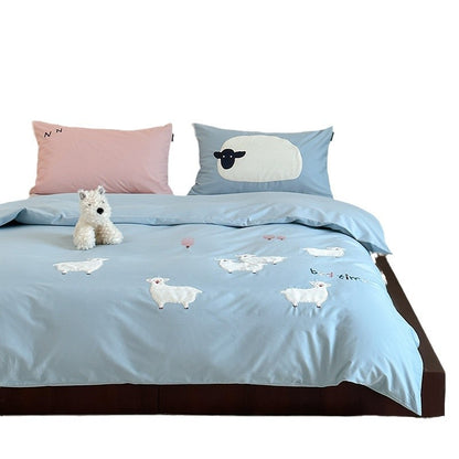 Kinder-Bettwäsche-Set mit appliziertem Teddybär und Gebäckmotiv