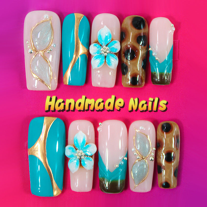 Kunstnägel Set mit handgefertigten Glitzer- und Blumendesigns Brehn