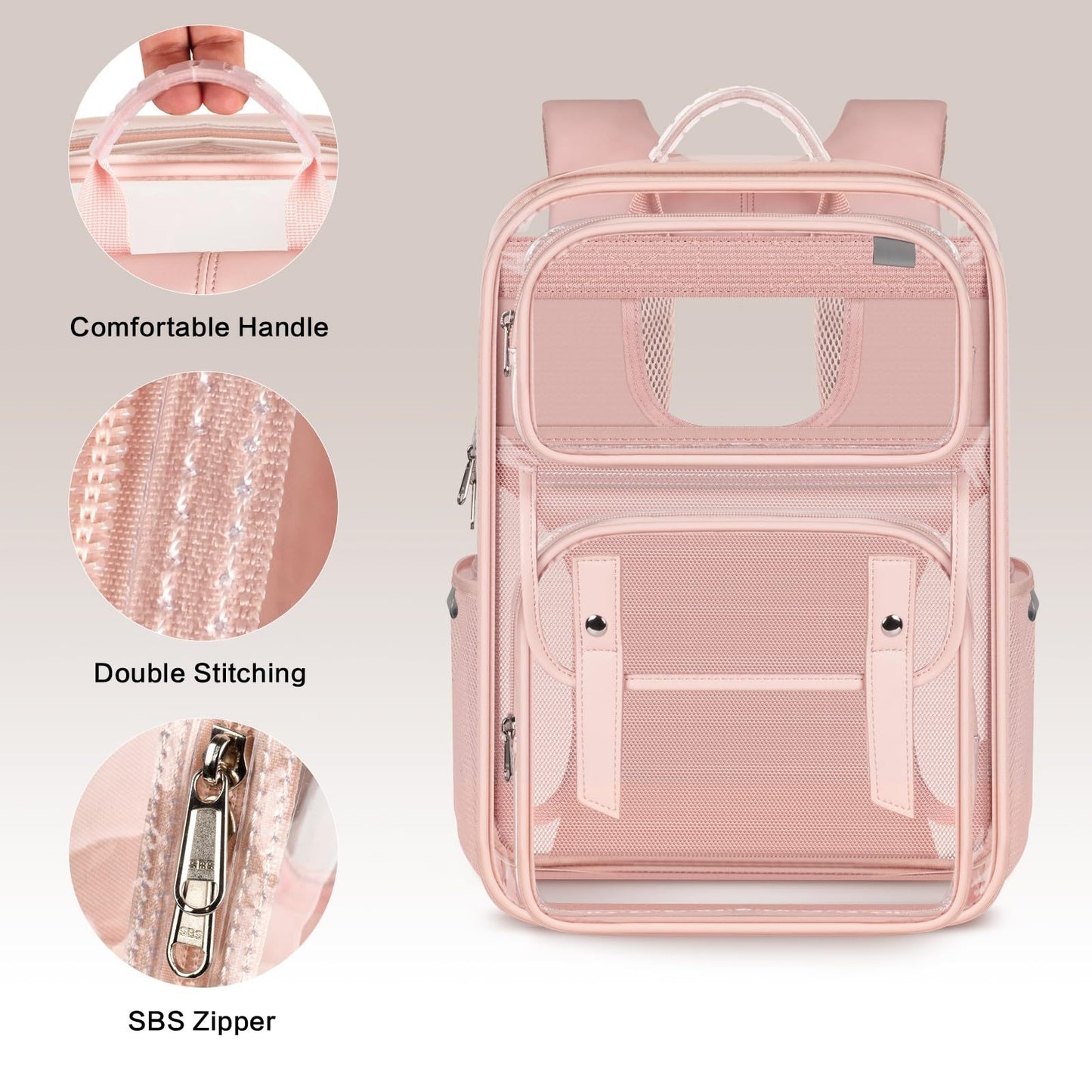 Unisex durchsichtiger Rucksack mit mehreren Fächern und atmungsaktivem Design Brehn