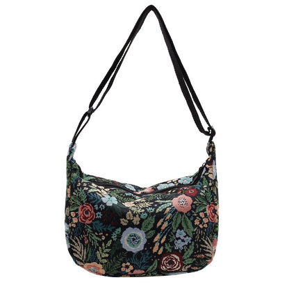 Blumenmuster Canvas Schultertasche