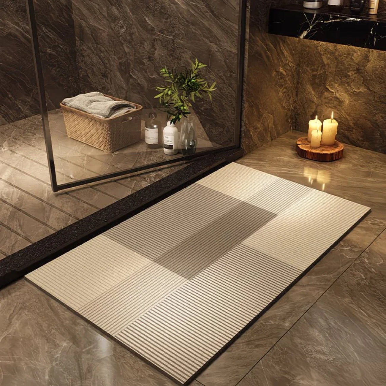 Moderne geometrische Badmatte Brehn