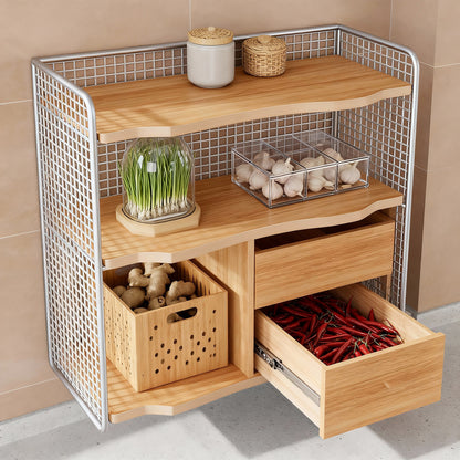 Kompakter zweistufiger Metallgitter-Theken-Gewürz- und Vorratsglas-Organizer