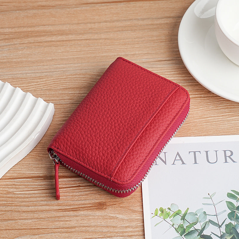 Premium strukturiertes Leder Reißverschluss-Wallet