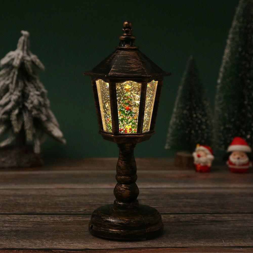 Nostalgische Weihnachtslaterne mit beweglicher Santa-Szene Brehn