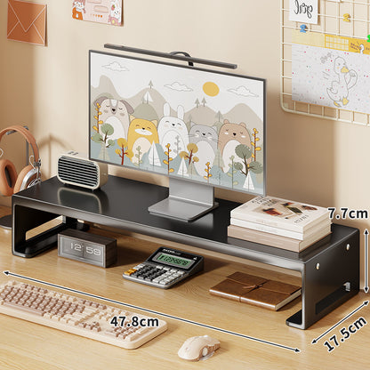 Erhöhter Monitorstand mit Unterregal-Speicher, Kabelschlitzen und rutschfesten Füßen