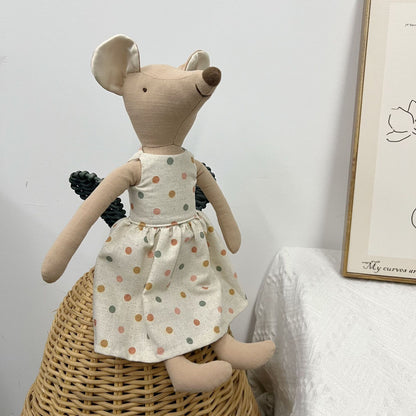 Handgemachte Leinen-Hase Weiche Stoffpuppe mit besticktem Latzkleid