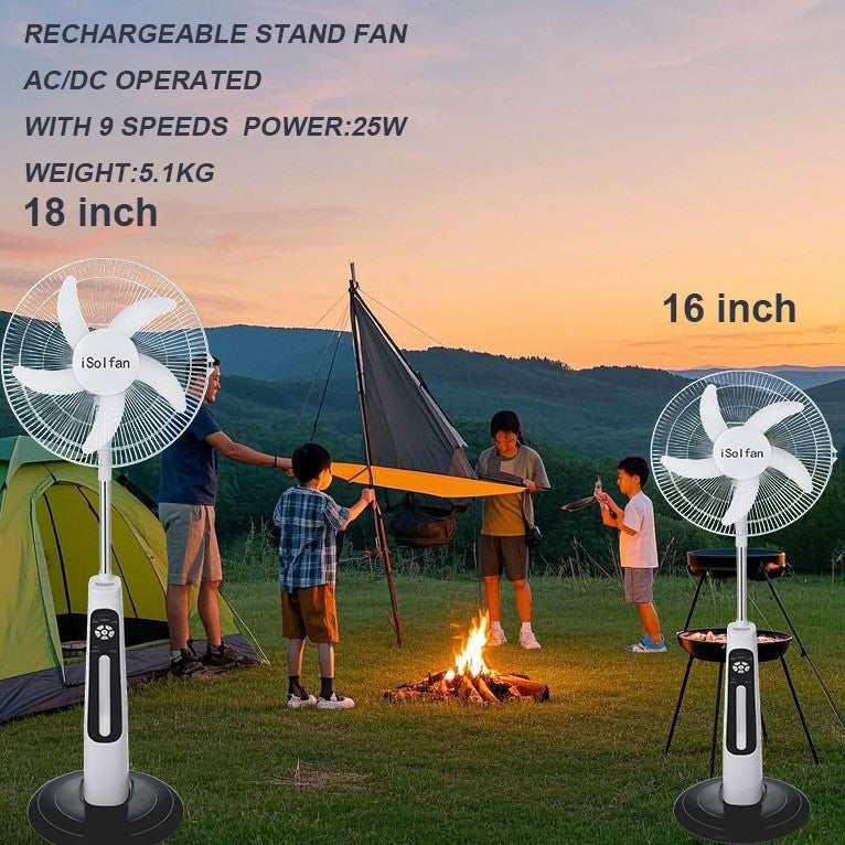Unisex Solarbetriebener Standventilator mit Fernbedienung und Ladefunktion Brehn