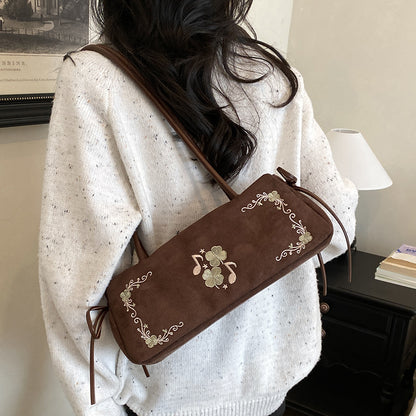 Bestickte Wildleder-Handtasche