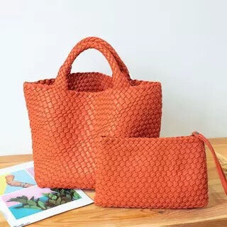 Elegante Geflochtene Handtasche mit Abnehmbarer Clutch Brehn