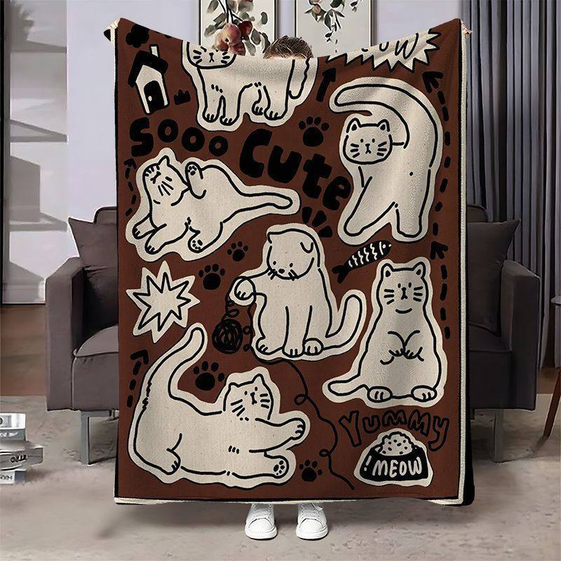 Gemütliche katzenmotivierte Wurfdecke