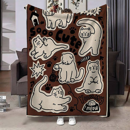 Gemütliche katzenmotivierte Wurfdecke
