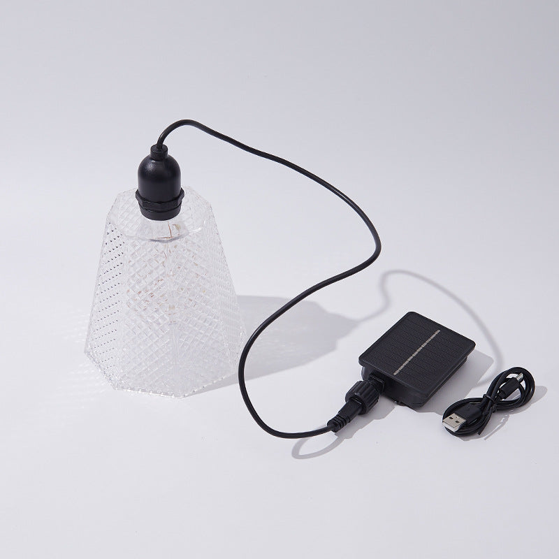 Solar-USB-wiederaufladbare strukturierte Glaspendelleuchte Brehn