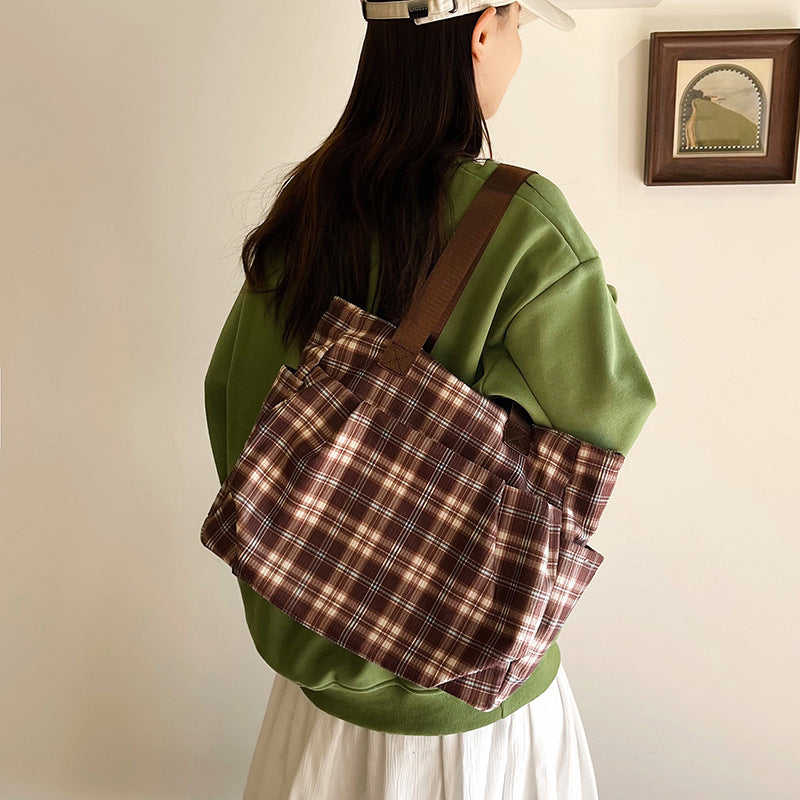 WoSpacious Plaid Utility Tote Bag Brehn