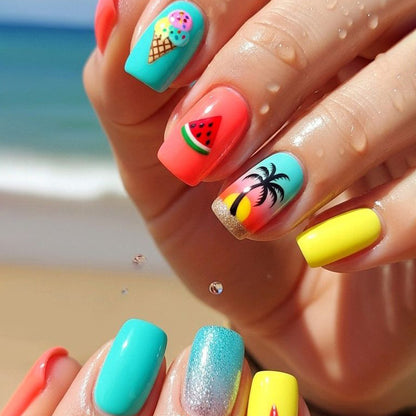 Sommer-inspiriertes 3D-Nagelkunst-Set Brehn