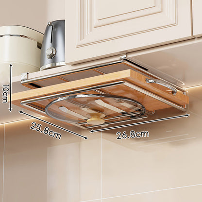 Unter-Küchenschrank Bambusregal mit Multi-Haken Becher, Deckel und Utensilien Organizer