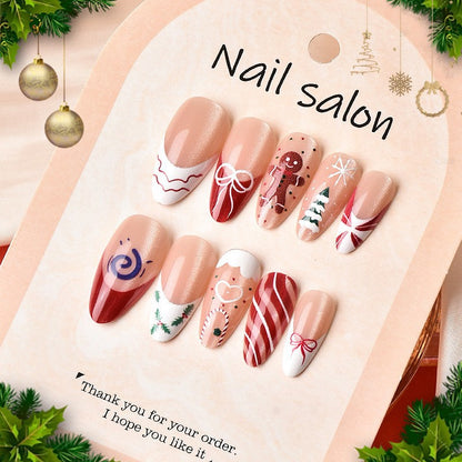 Weihnachtskunstnagelset mit festlichen Lebkuchen- und Weihnachtsbaum-Motiven Brehn