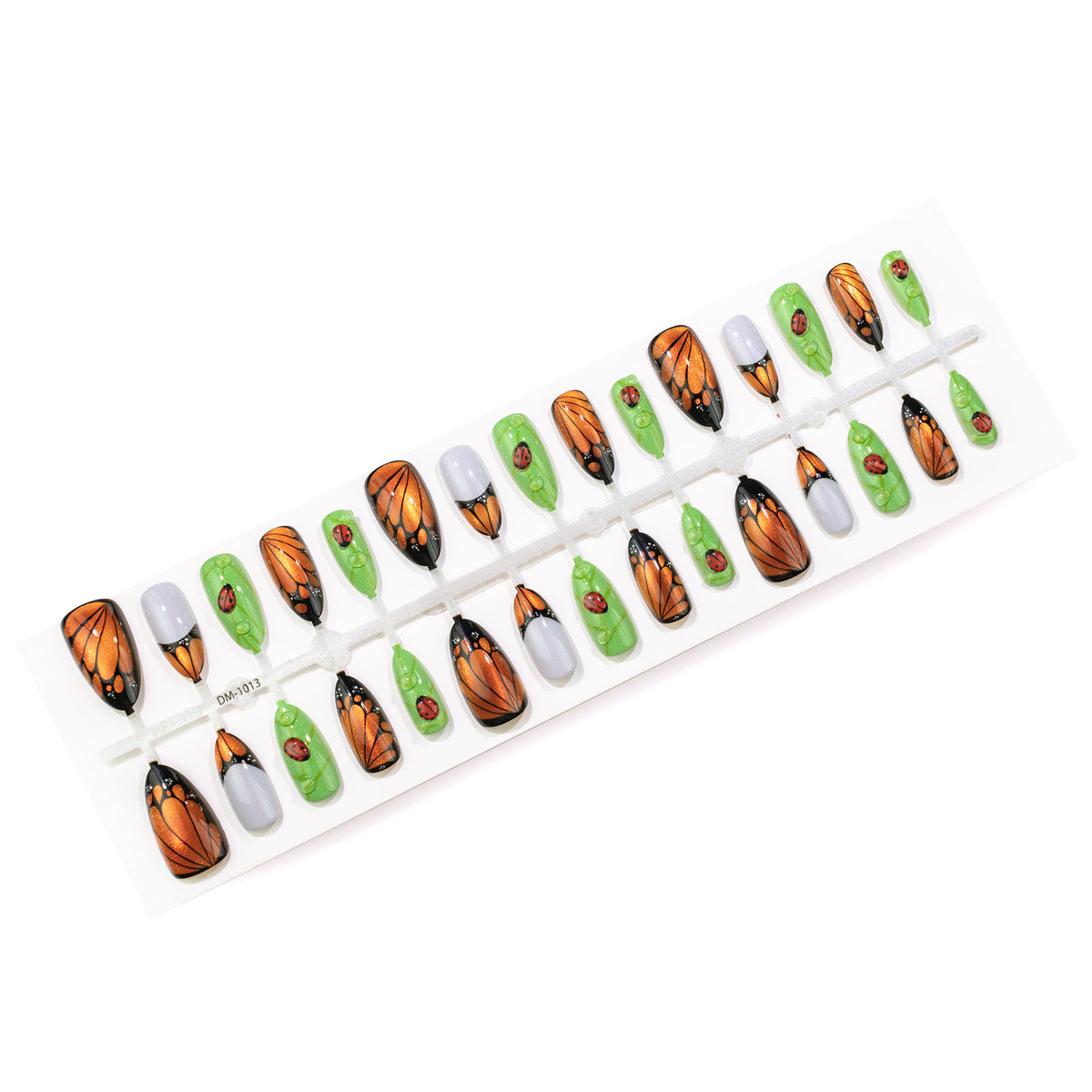 Künstlerisches Marienkäfer-Themen Press-On Nagelkunst Set Brehn