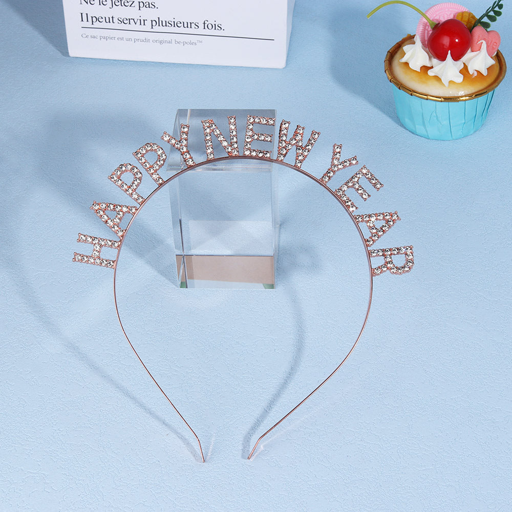 Damen Glitzernder Haarreif mit "Happy New Year"-Aufschrift Brehn