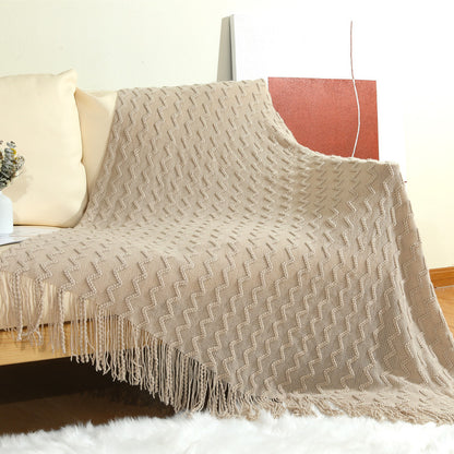 Damen Strickdecke mit strukturiertem Wellenmuster Brehn