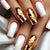 Luxus Metallic Blatt Design Press-On Nagelspitzen Brehn