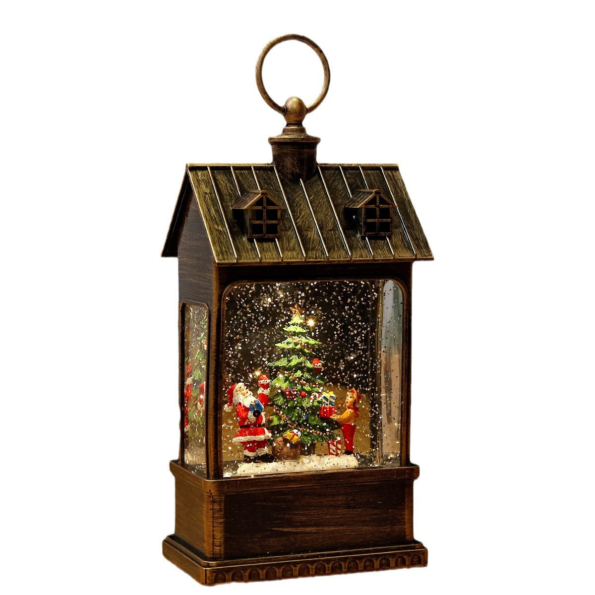 Nostalgische Weihnachtslaterne mit beweglich großem Weihnachtsmann Brehn
