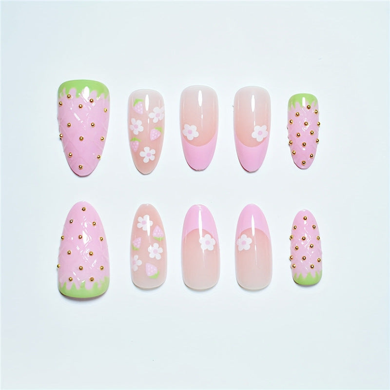 Erdbeer-Themen Press-On Nagelset Brehn