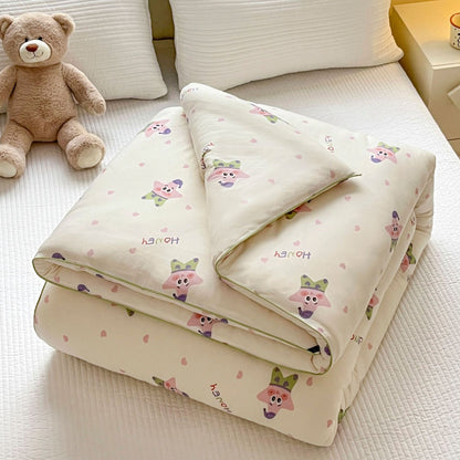 Kinder-Bettwäscheset mit niedlichen Tiermotiven und gesteppter Decke