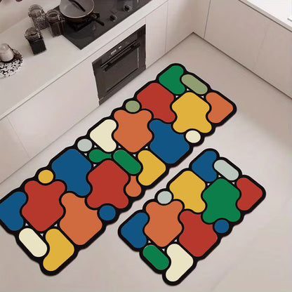 Abstrakte geometrische Küchenmatte Set