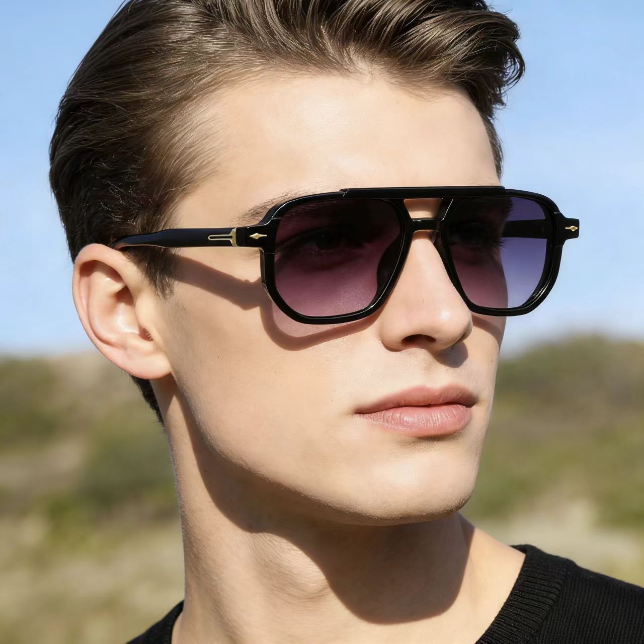 Damen modische Sonnenbrille mit extragroßem Rahmen Brehn