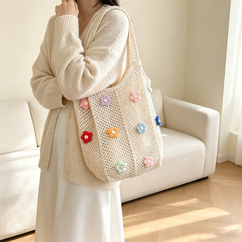 Blumenmuster Häkel-Tote Bag Brehn