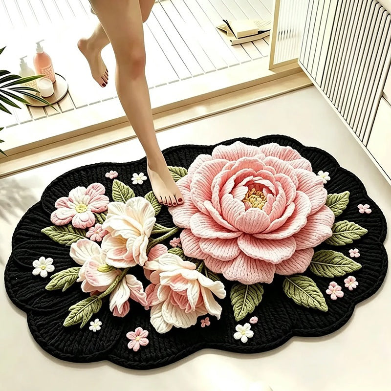 Blumenmuster Plush Badmatte