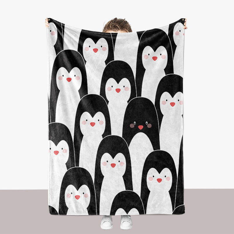 Pinguin-Themen-Plüsch-Wurfdecke