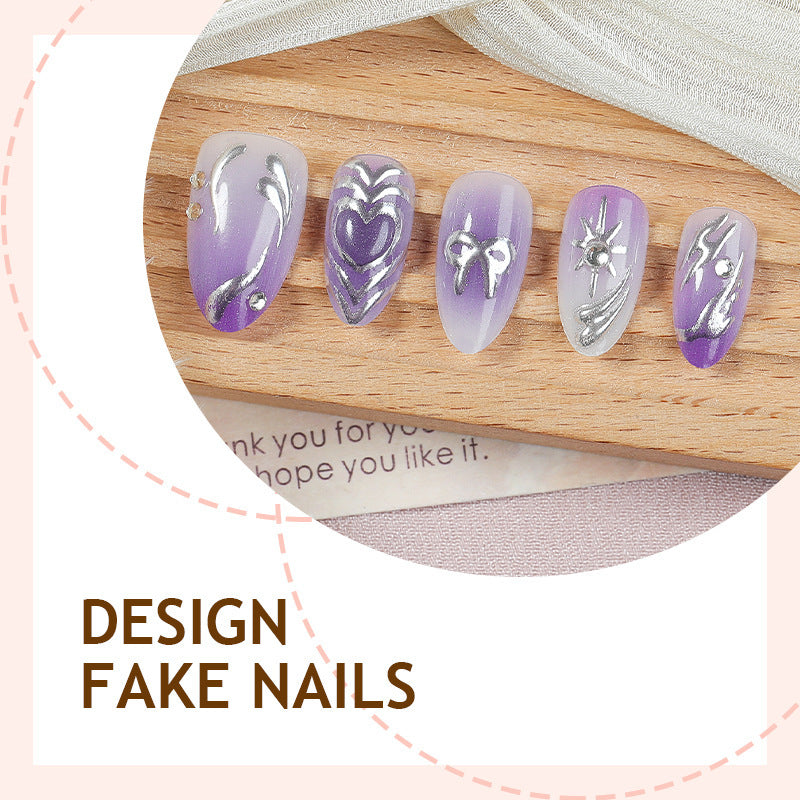 Kunstnagelset mit elegantem Ombre-Design und filigranen Verzierungen Brehn