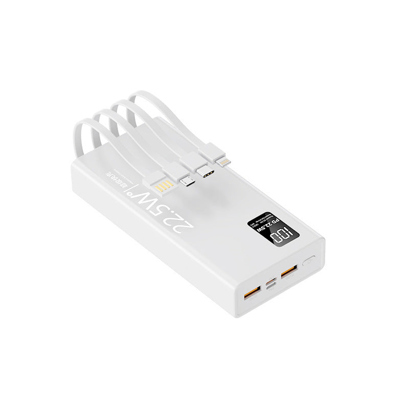 Multifunktionale Powerbank mit integriertem Kabelsystem und digitaler Leistungsanzeige Brehn