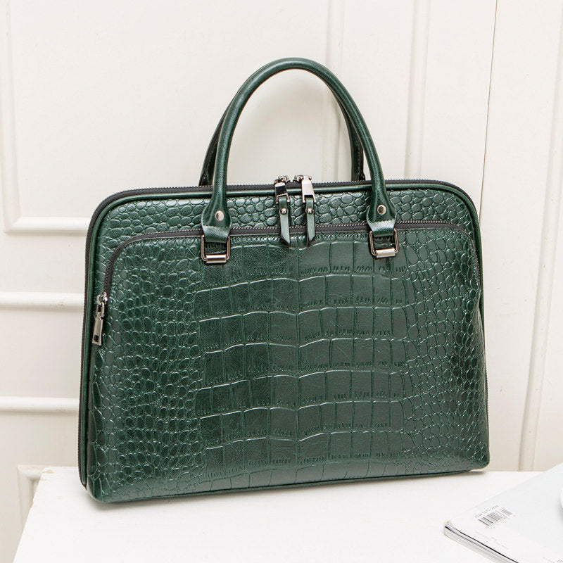 Elegante Laptop-Aktentasche Im Krokodil-Look Brehn