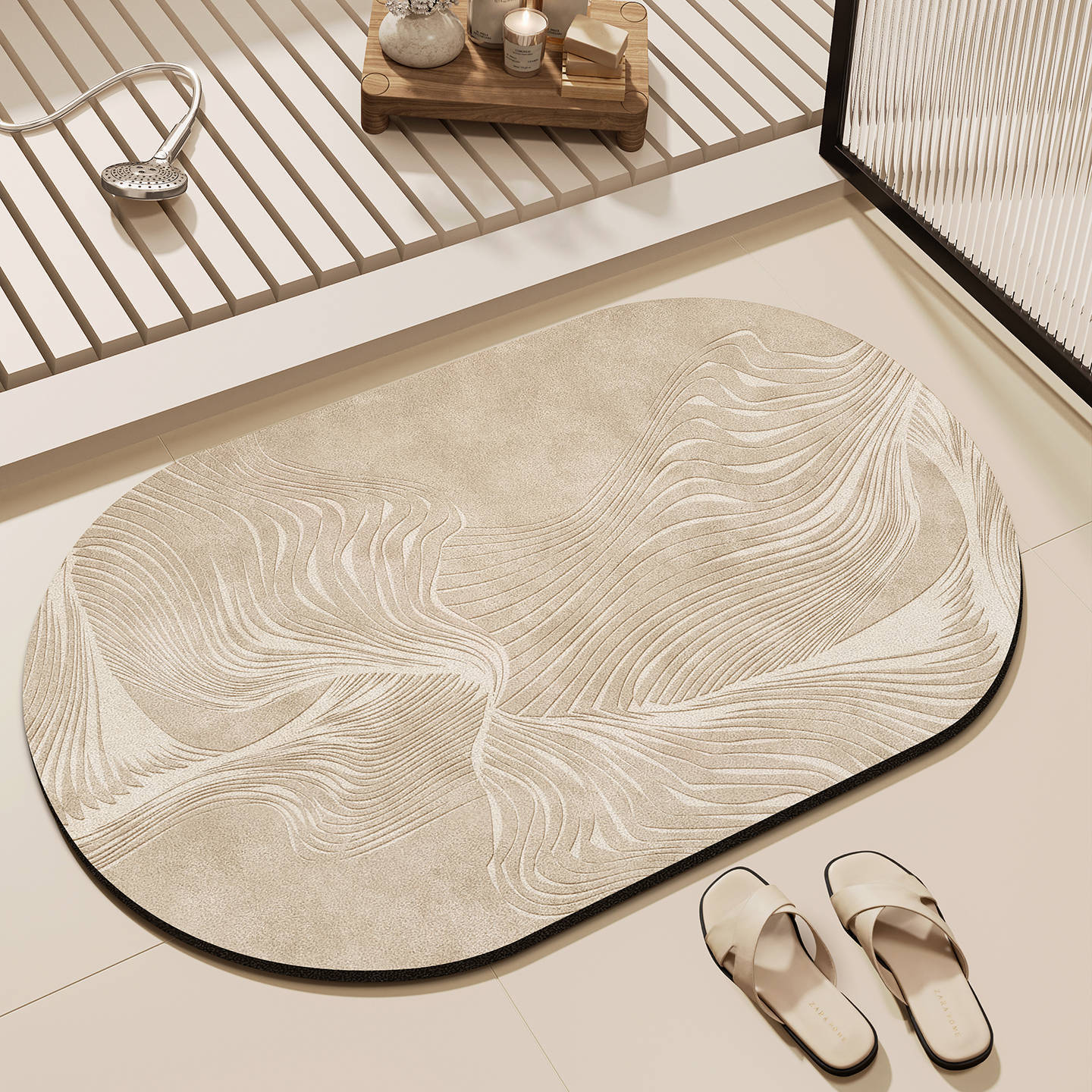 Elegante ovale Badezimmermatte Brehn