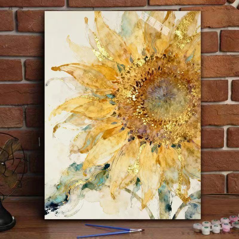 Elegante Sonnenblumen-Aquarell-Leinwandkunst Brehn