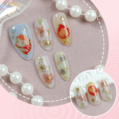 Artistic Character-Themed Press-On Nail Art Set Brehn