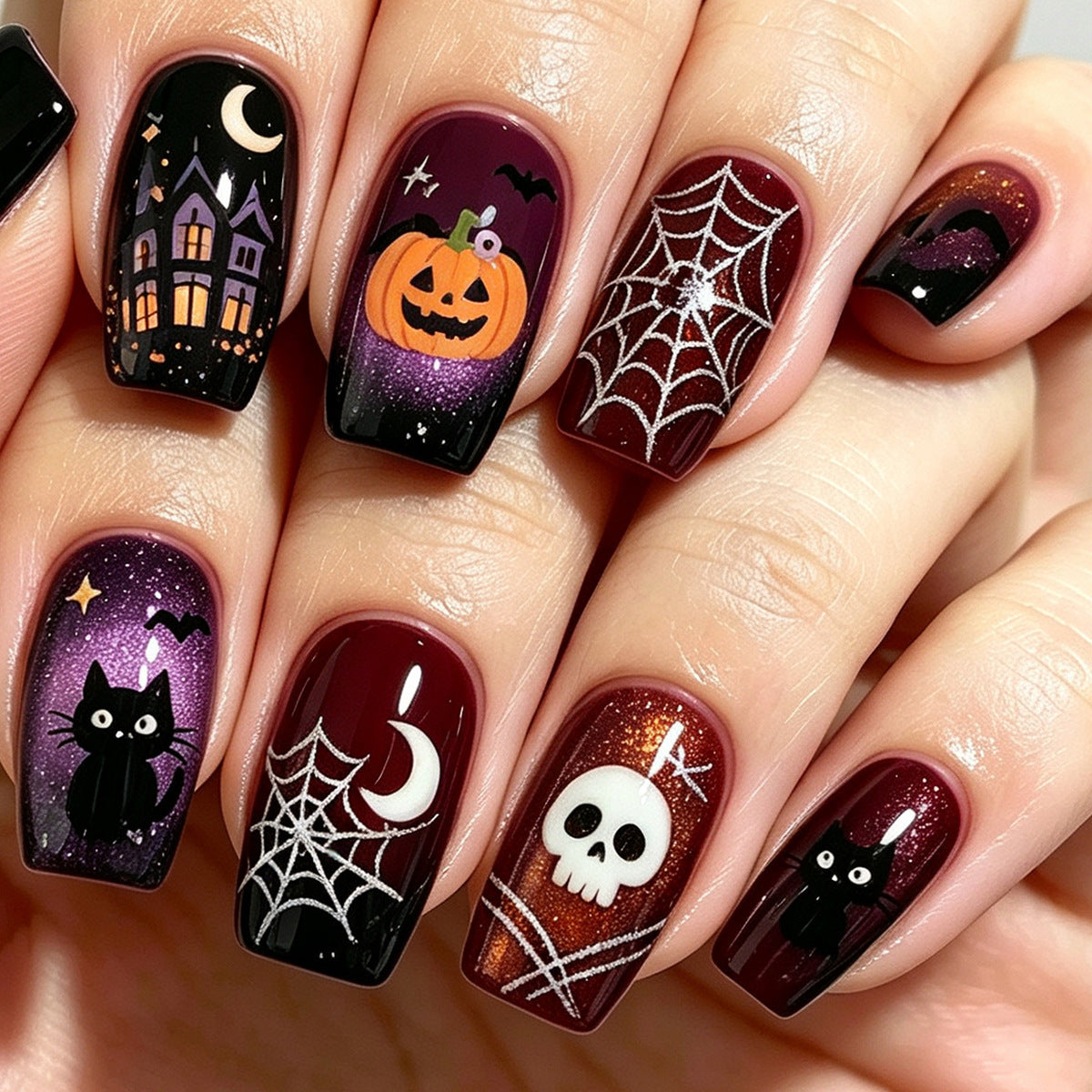 Halloween-Themen Press-On Nagelkunst Brehn