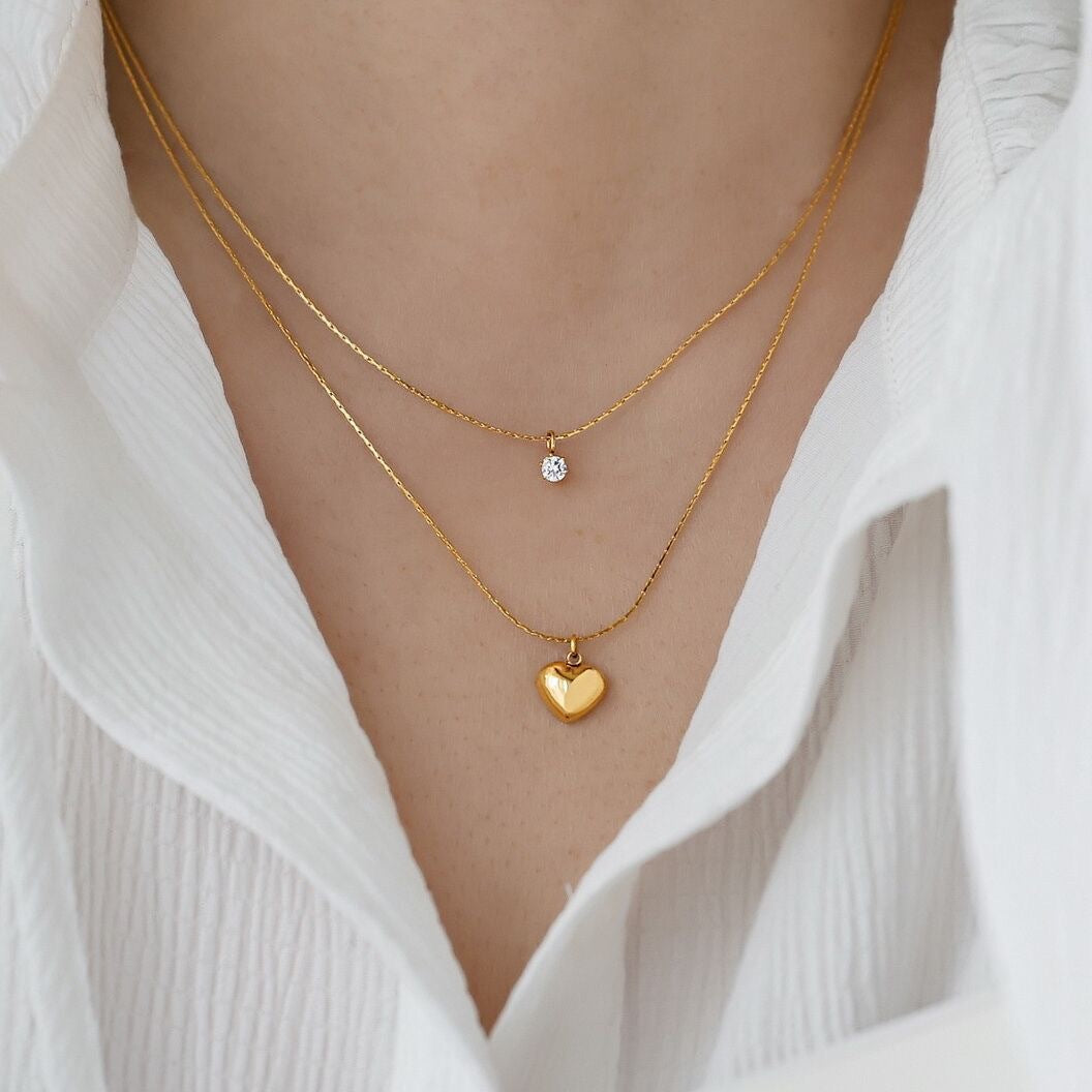 Herz Charm Lagenhalskette Brehn