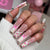 Blumen Bogen-verzierte Press-On Nagelset Brehn