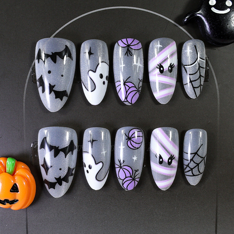Kunstnagelset mit gruseligen Halloween-Motiven Brehn
