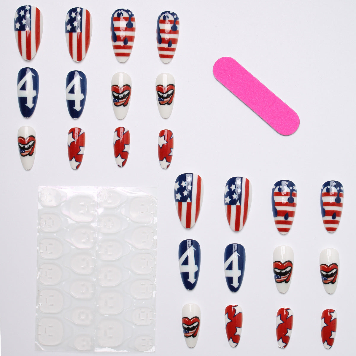 Kunstnägel mit kreativem patriotischen Design Brehn