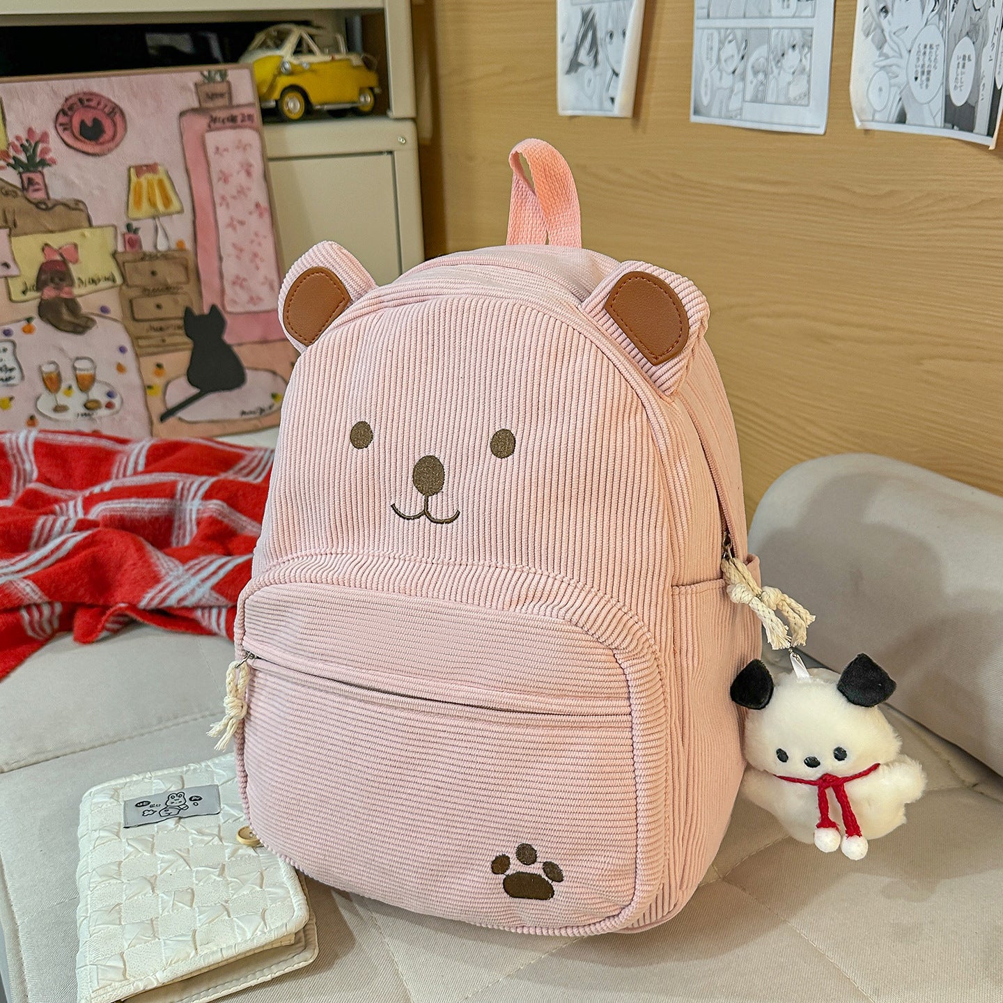 Rucksack mit Niedlichem Bärenmotiv und Praktischen Fächern Brehn