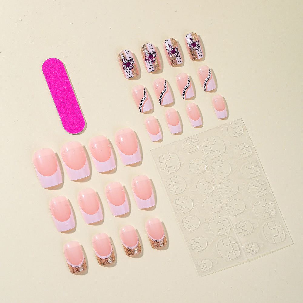 Elegante Florale Glitzer Acryl Nagelverlängerungen Brehn