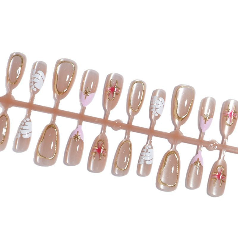 Künstlerisches Press-On-Nagelset mit eleganten floralen Akzenten Brehn
